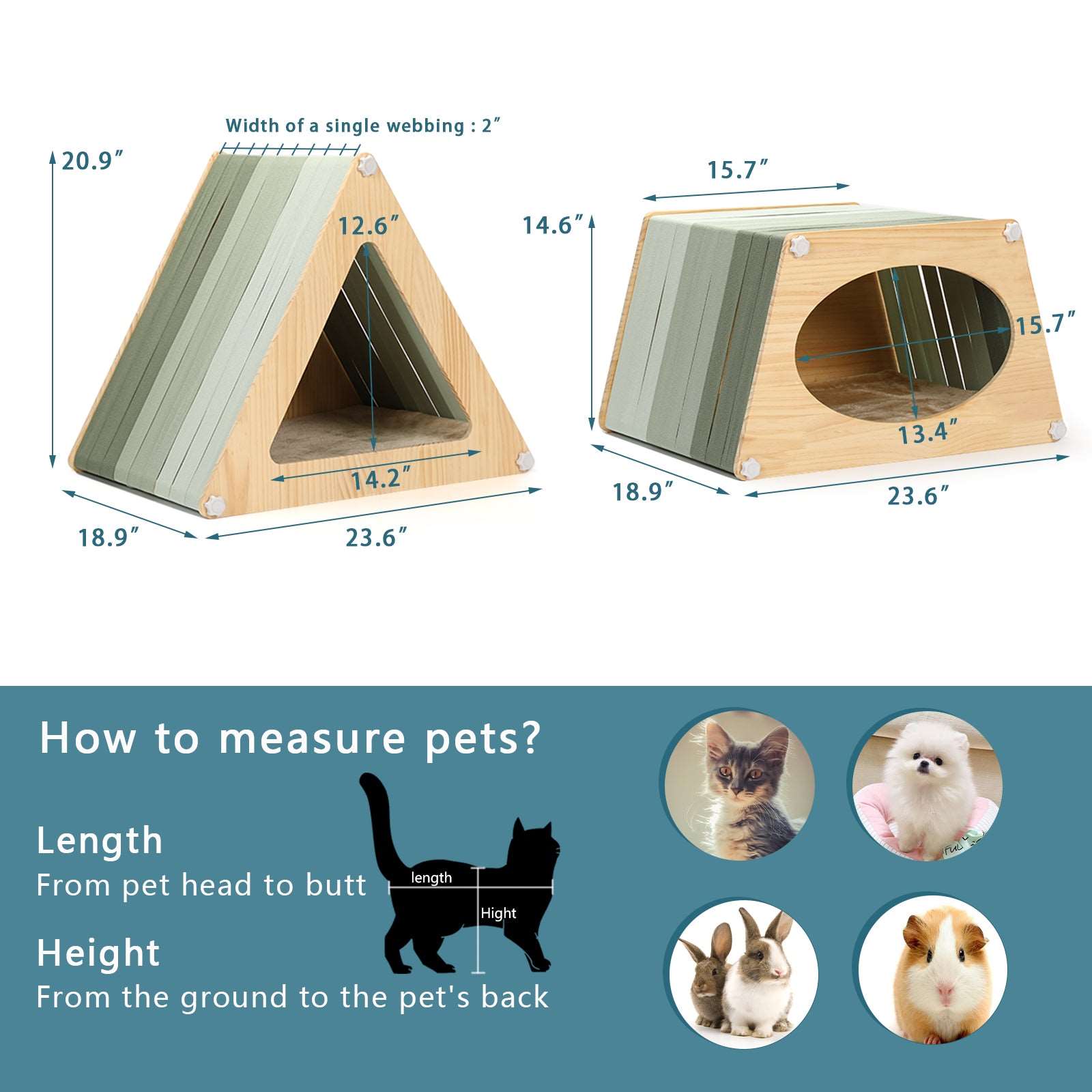 PETSFIT Modern Style Wood Cat House with Soft Mat