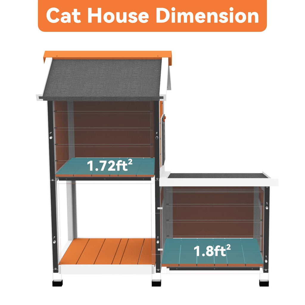 PETSFIT 2 Stroy Heated Cat Houses For Outdoor Rabbit Hutch Orange [Only available in North America]