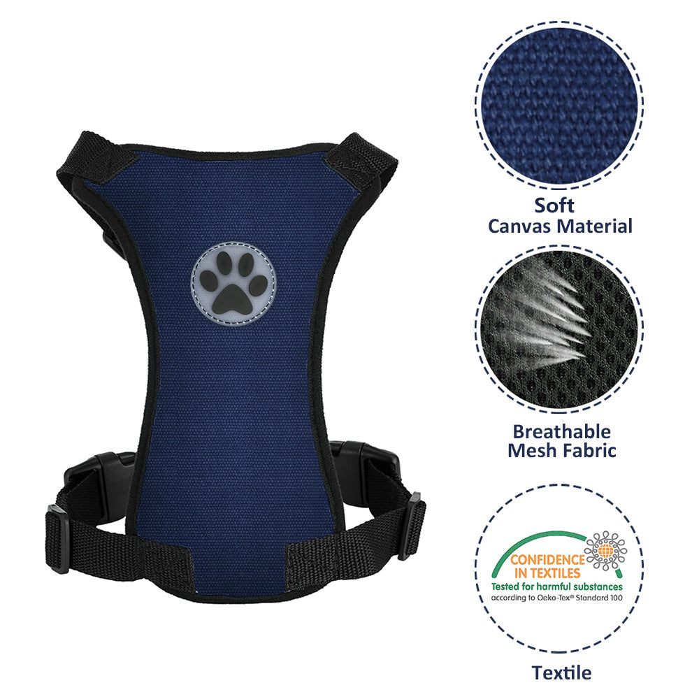 Dog Car Harness & Seat Belt - Canvas Blue