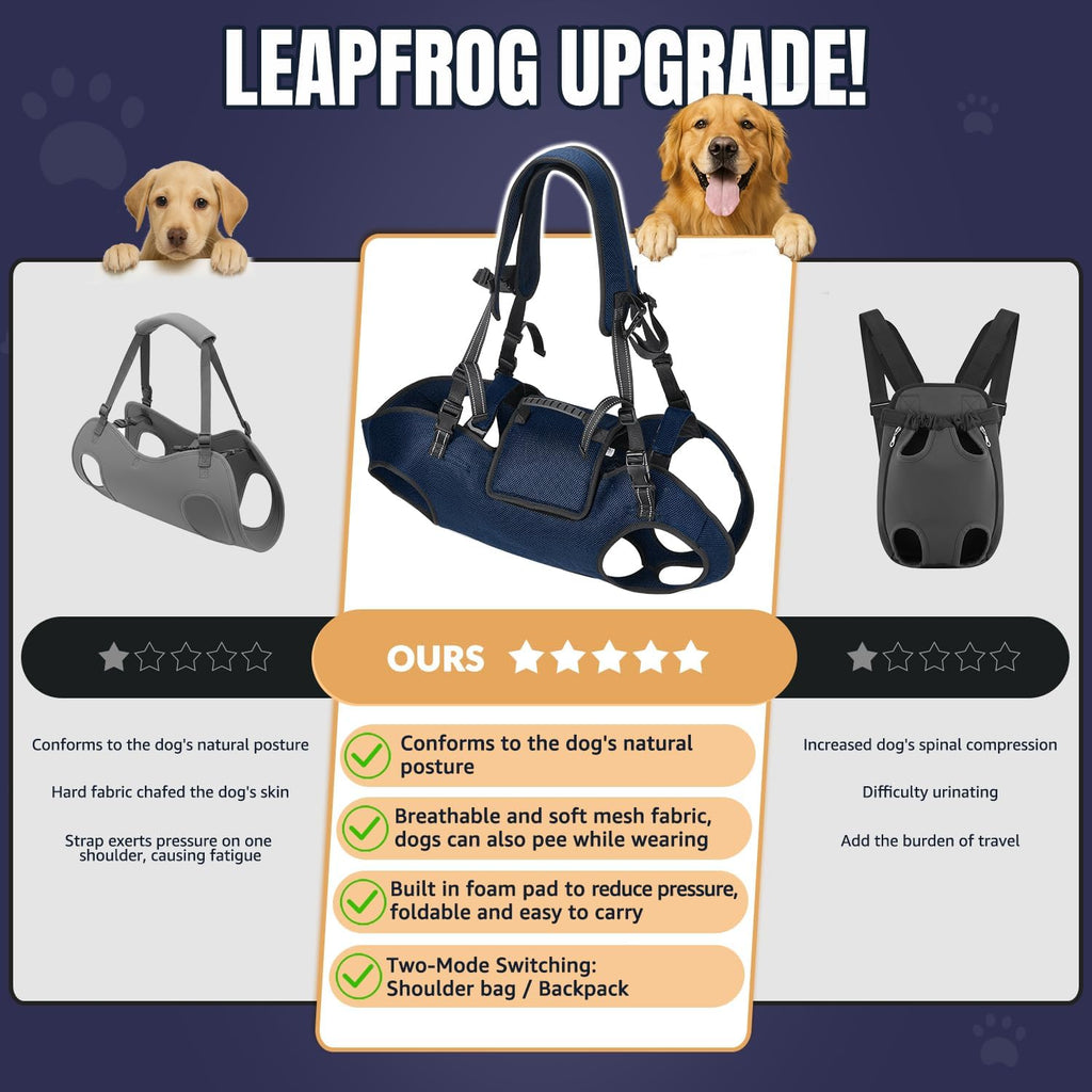 SlowTon Dog Lift Harness for large dog - Full Body Dog Sling Carrier with Adjustable Straps & Control Handle, Breathable Support Backpack for Elderly Injured Arthritic Disabled Medium Large Dogs