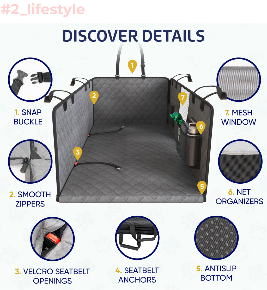 Large Seat Guard Waterproof Back Seat Extended Cover With Mesh Window Storage Pockets