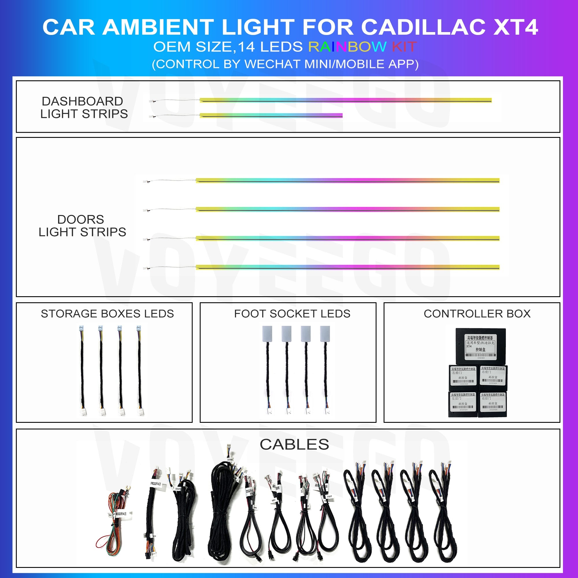 XT4 2018-2023 Ambient Lighting Interior 14 Leds | Rainbow