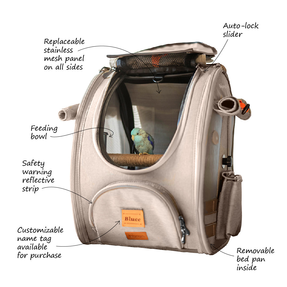 Ibiyaya BirdTricks TrackPack for Birds, Patented Bird Carrier Backpack with Perch, Airline Approved