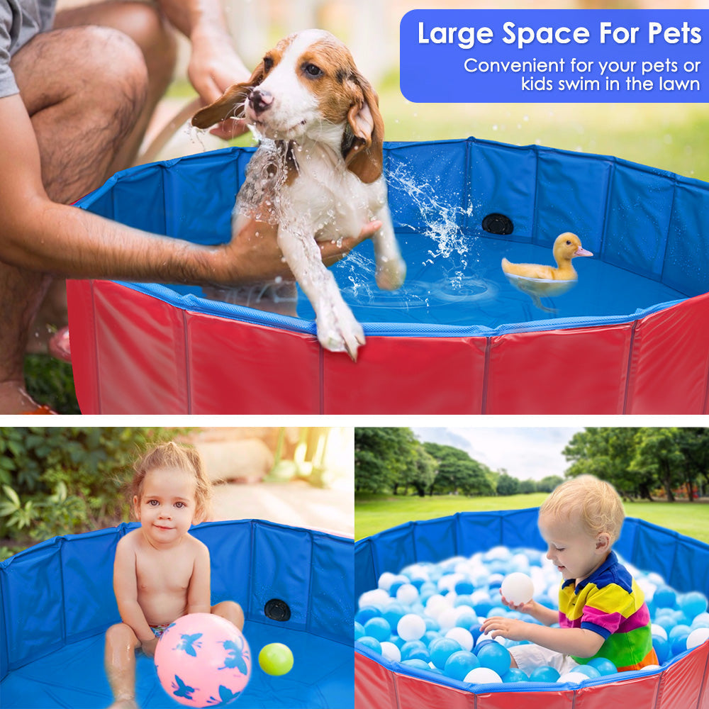 Foldable Dog Swimming Pool - Blue & Red