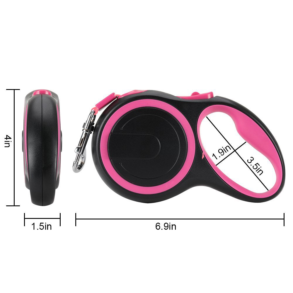 Retractable Dog Leash - Black & Pink