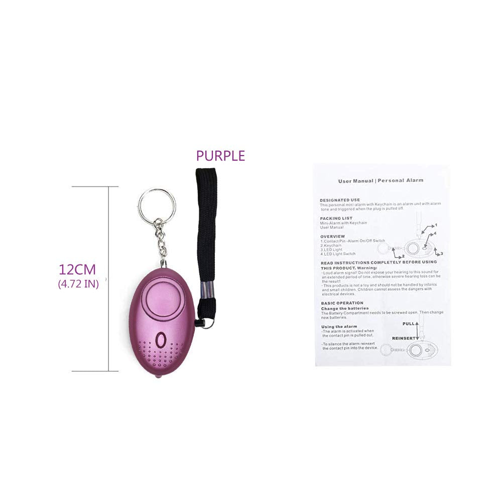 140 DB Personal Safety Alarm Self Defense Keychain Purple with LED Light, Security Alarm Personal Alarms for Women ,Kids,Man,Night Workers, Elderly SOS Alarm Emergency AOLANS