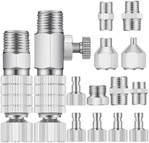 14 Pieces Airbrush Adapter Set Airbrush Quick Release Coupling Disconnect Adapter Kit Airbrush Quick Release Disconnect Fitting Connector Set Female Connectors for Air Compressor and Airbrush Hose