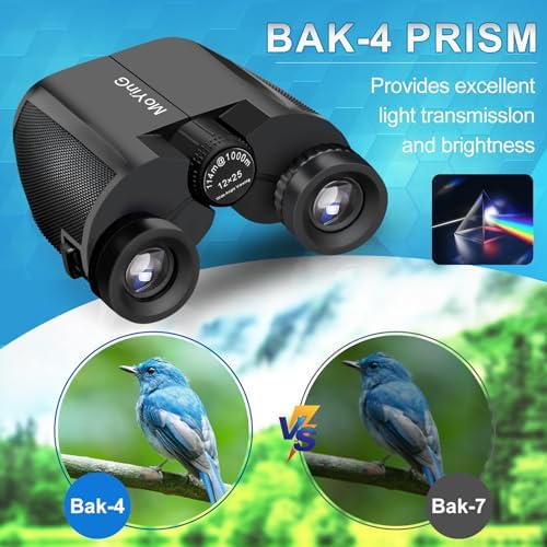12X25 High Powered Binoculars for Adults, Waterproof Compact Binoculars with Clear Low Light Vision, Small Binoculars for Bird Watching, Hunting, Travel, Hiking, Concerts, Fishing, Outdoor Exploring