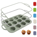 12 Cups Silicone Muffin Pan with Metal Reinforced Frame Cupcake Pan Tray Egg Molds Parents Stepdad Pawpaw Who Want Nothing Everything Future Groom Bride Law Christmas Xmas Happy Birthday Gifts Ideal