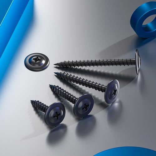 100Pcs #8 x 2 Inch Wood Screws Phillips Modified Truss Head Stainless Steel 410 Quick Metal Self Tapping Screws,Black Zinc Plated