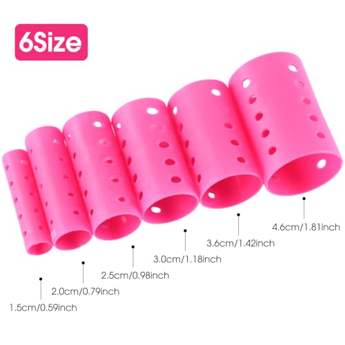 141 Pieces Hair Rollers Set Include 60 Plastic Hair Rollers (Red,6 Size)