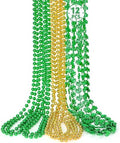 12 PCS St Patricks Day Necklace, Gold Green Beads Shamrocks Necklace, Plastic Shamrocks Bead Necklace Set, Irish Beer Decorations Supplies for St.Patricks Day Accessories Decorations Favors Bulk