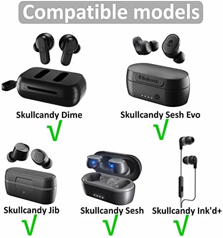 12 Pairs Ear Tips Buds Compatible with Skullcandy in-Ear Earphone, Replacement Flexible Silicone Eartips Earbuds Accessories Compatible with Skullcandy Dime/Sesh Evo/Jib/Ink'd+ - Black
