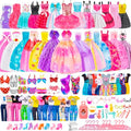 110 Pcs Doll Clothes and Accessories - Doll Dress up Toys for Girls with Wedding Dresses, Casual Dresses, Casual Jumpsuit, Swimsuits Bikini, Glasses, Shoes, Hangers, Doll Clothes Toys for Girl Gift