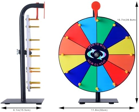 12 Slots Prize Wheel,12 Inch Prize Wheel Spinner with Stand and Heavy Duty Base,Spinning Wheel for Prizes,Spin The Wheel for Fortune Spinning Game Carnival & Engaging Home Parties,Tradeshow.