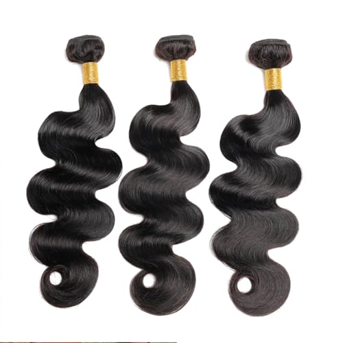 12A Human Hair Bundles Body Wave Bundles Human Hair 14 14 14 Inch 100% Unprocessed Brazilian Virgin Hair Body Wave 3 Bundles Human Hair Extensions for Black Women Natural Color