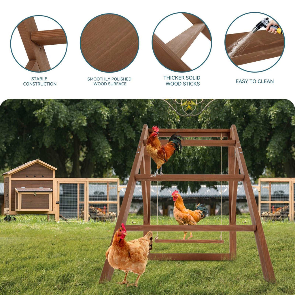 PETSFIT Chicken Swing Set for 4 Chicken Perches with Swing Fit for 8-10 Chicks