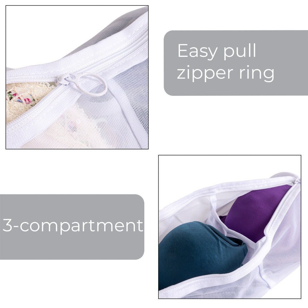3-Compartment Wash Bag with Safety Zipper