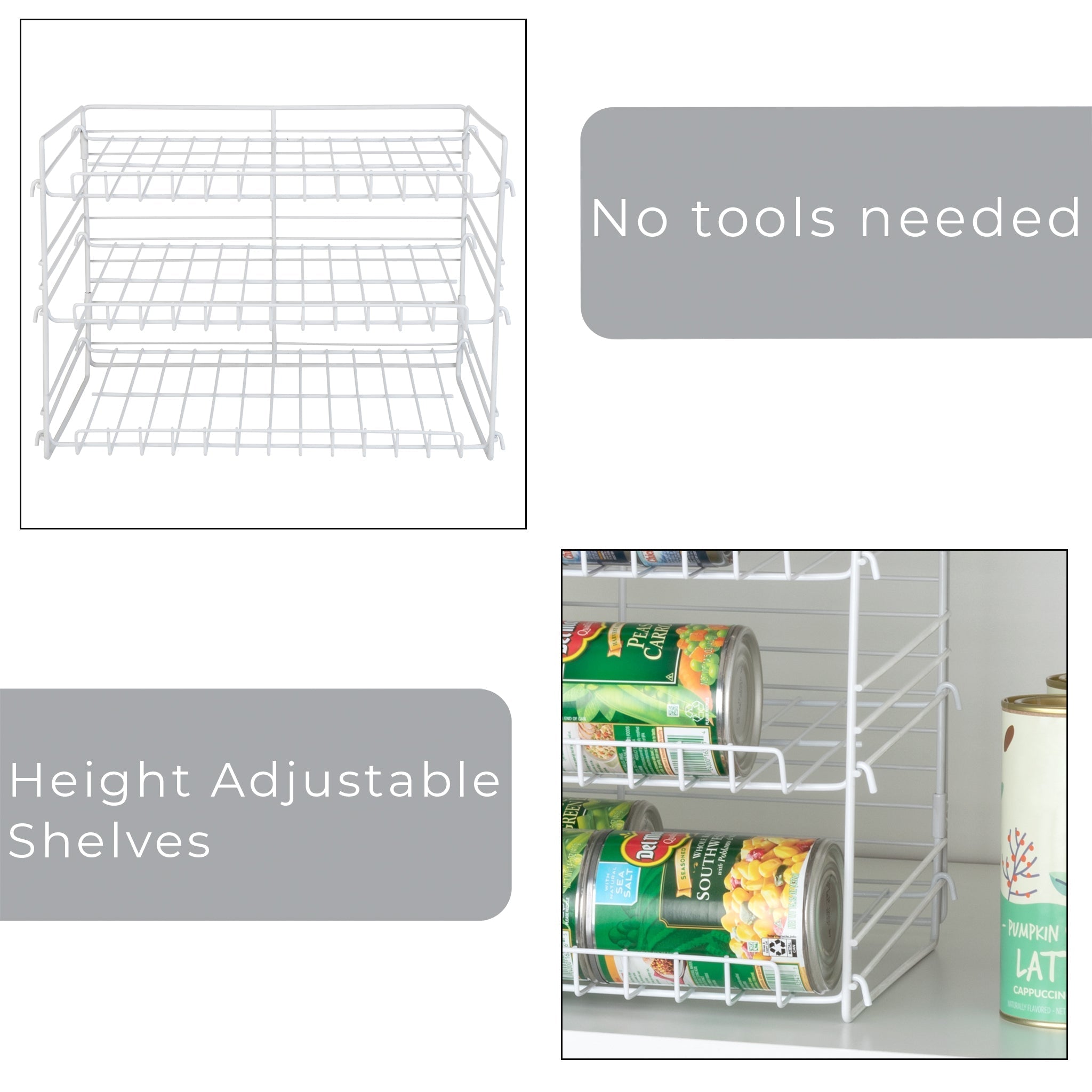 3-Tier Can Rack Organizer - White