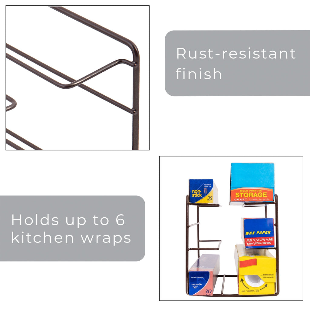3-Tier Kitchen Foil Wrap Holder Organizer - Bronze