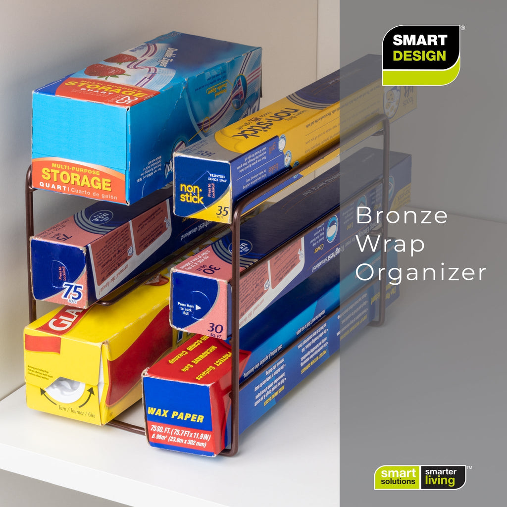 3-Tier Kitchen Foil Wrap Holder Organizer - Bronze