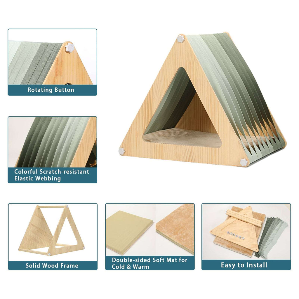 PETSFIT Modern Style Wood Cat House with Soft Mat