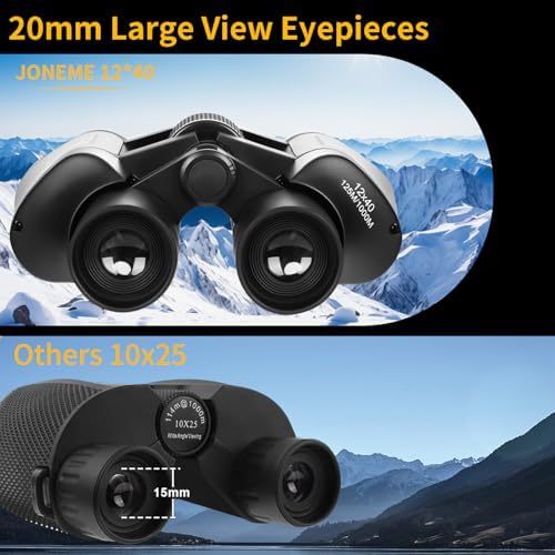 12x40 HD Compact Binoculars for Kids and Adults High Powered Quality,Super Large View Binoculars with Low-Light Night Vision,Waterproof and Lightweight Binoculars for Hunting Travel Bird Watching
