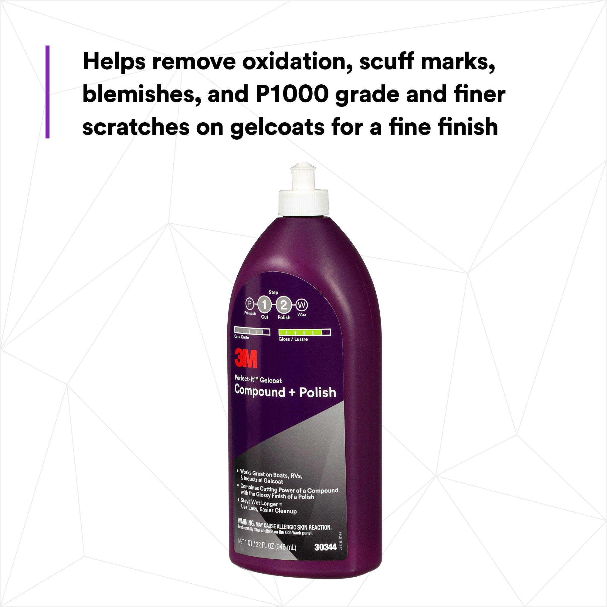 3M Perfect-It Gelcoat Compound + Polish 30344 - 32 oz.