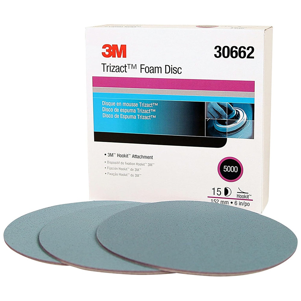 3M Trizact Hookit Foam Sanding Discs, 30662 - 6", 5000 grit (box of 15)