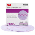 3M Purple Finishing Film Sanding Discs, 30668 - 6", 1200 grit (box of 50)