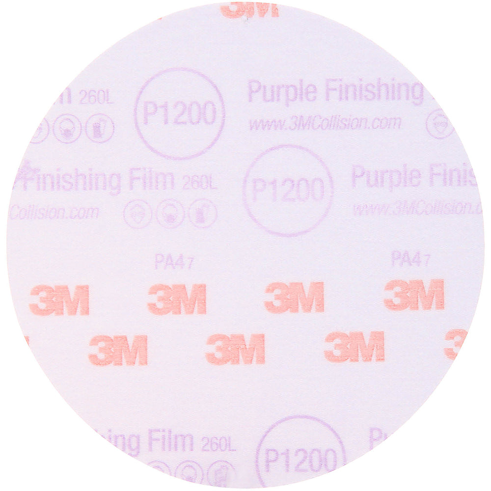 3M Purple Finishing Film Sanding Discs, 30668 - 6", 1200 grit (box of 50)