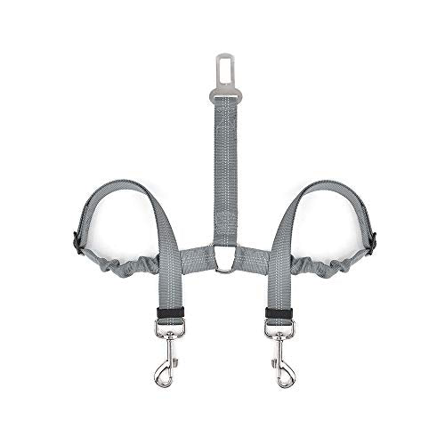 Double Dog Car Seatbelt - Grey