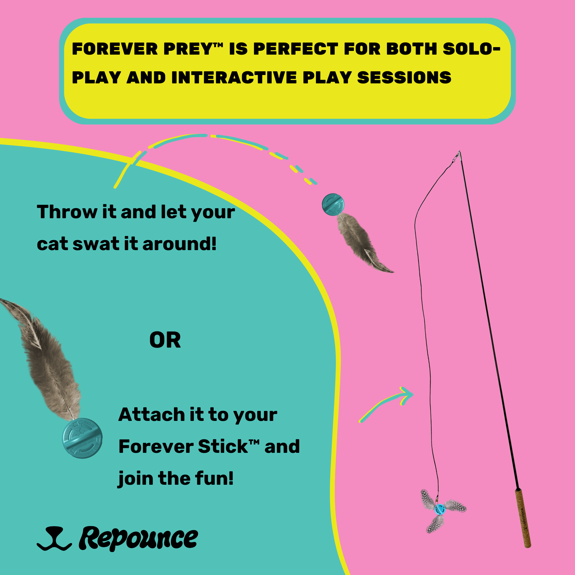 Repounce Forever Prey™ - World's First Refillable Feather Toy
