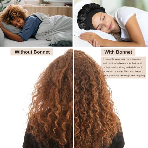 12 Pieces Silk Bonnet for Women Curly Hair Satin Bonnet Hair Wrap for Sleeping Cap with Tie Band (Multicoloured4)