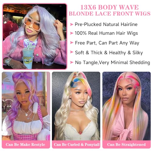 13x6 613 Lace Front Wig Human Hair Body Wave Lace Front Glueless Wigs Human Hair Blonde Wig Human Hair 180% HD Lace Frontal Wigs Human Hair Pre Plucked With Baby Hair 20 Inch