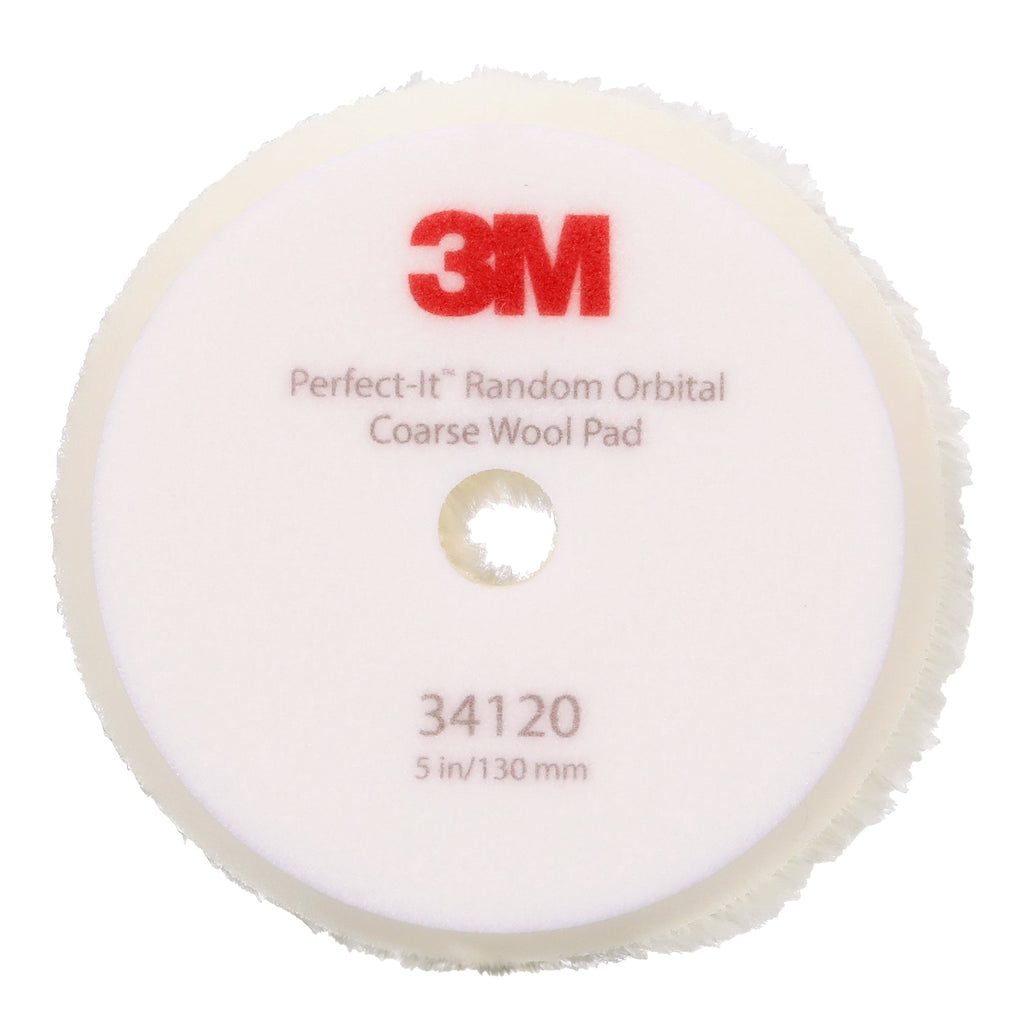 3M Perfect-It Random Orbital Coarse Wool Compounding Pad, 34120 - 5" White Wool (2 pack)