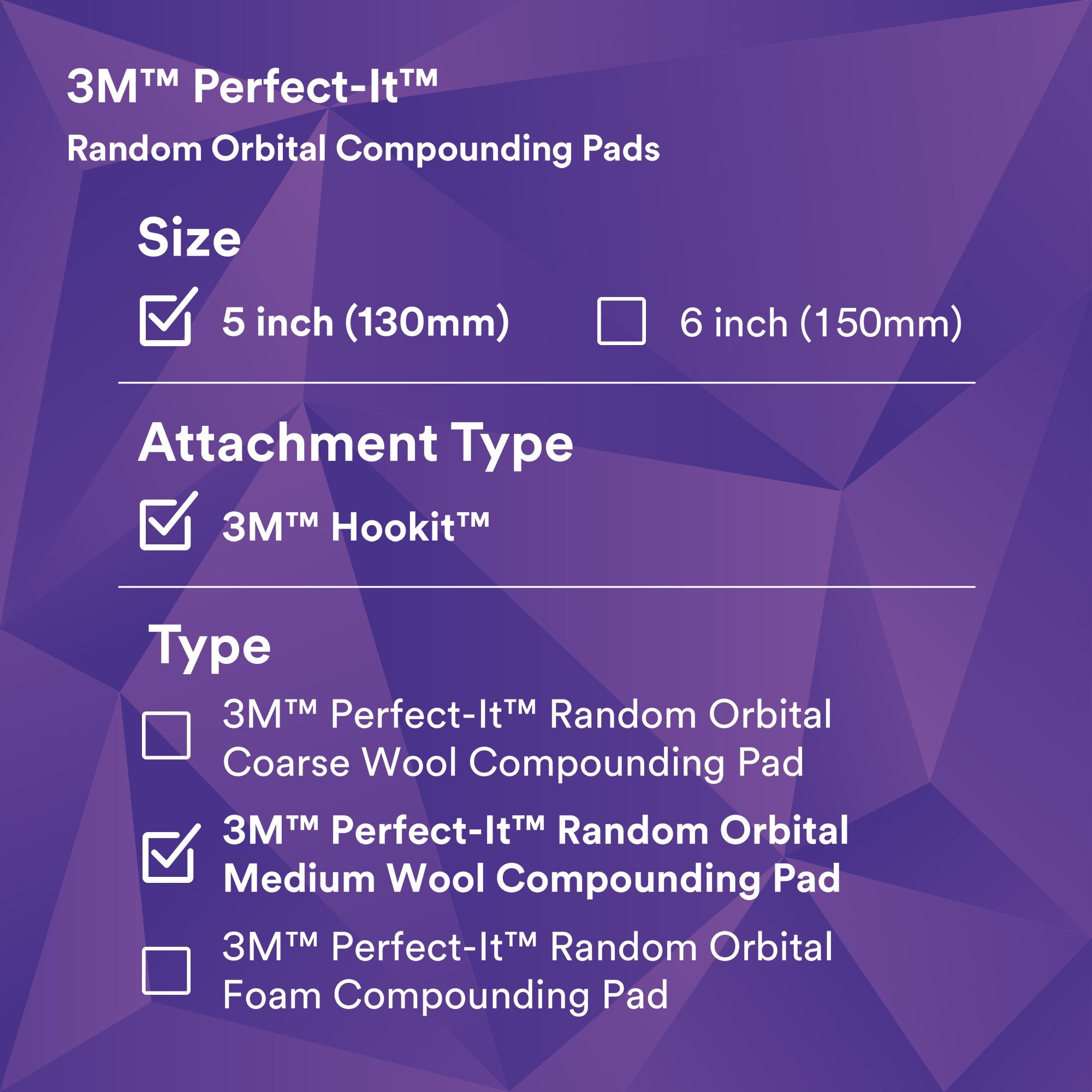 3M Perfect-It Random Orbital Medium Wool Compounding Pad, 34121 - 5" White Wool (2 pack)