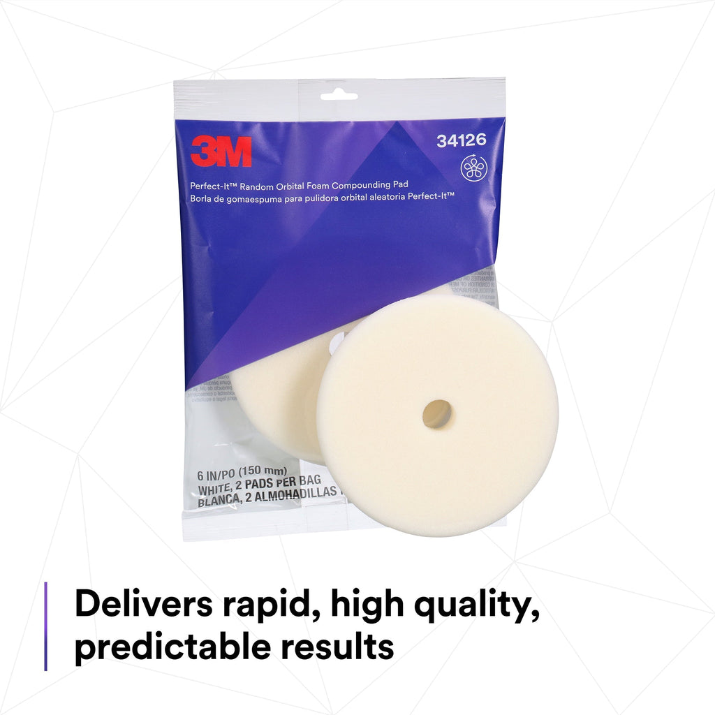 3M Perfect-It Random Orbital Foam Compounding Pad, 34126 - 6" White Foam (2 pack)