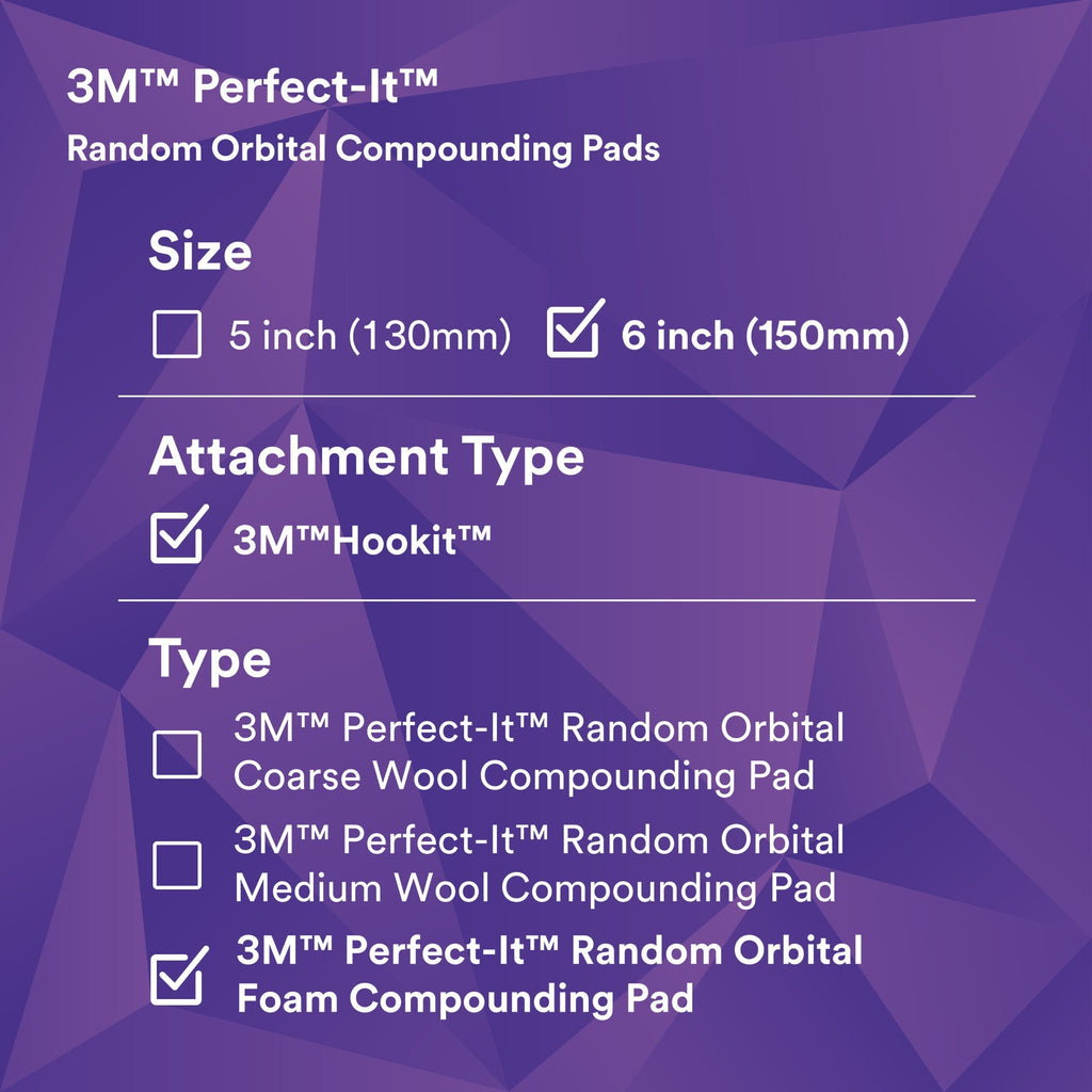 3M Perfect-It Random Orbital Foam Compounding Pad, 34126 - 6" White Foam (2 pack)