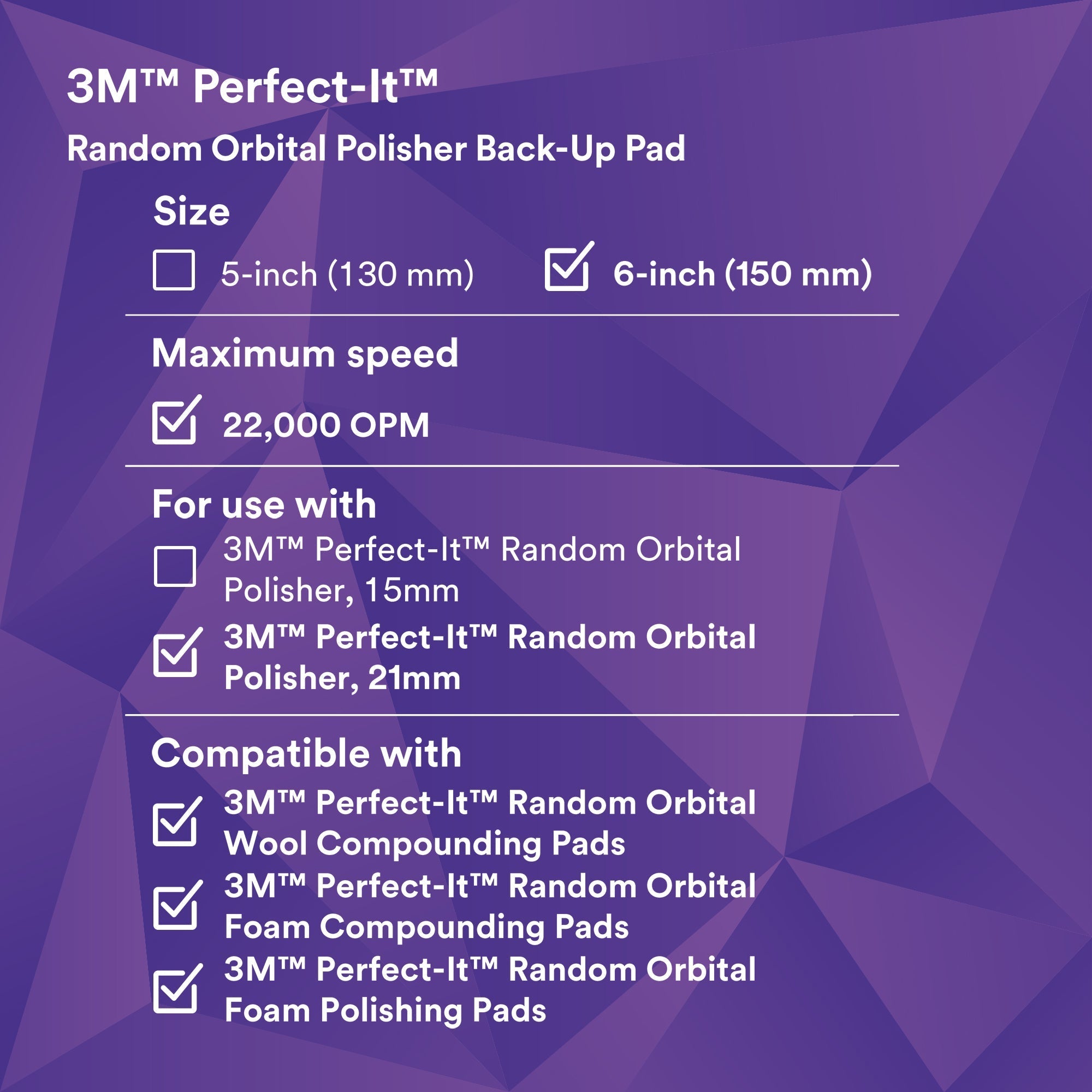 3M Perfect-It Random Orbital Polisher Back-up Pad, 34129 - 6"