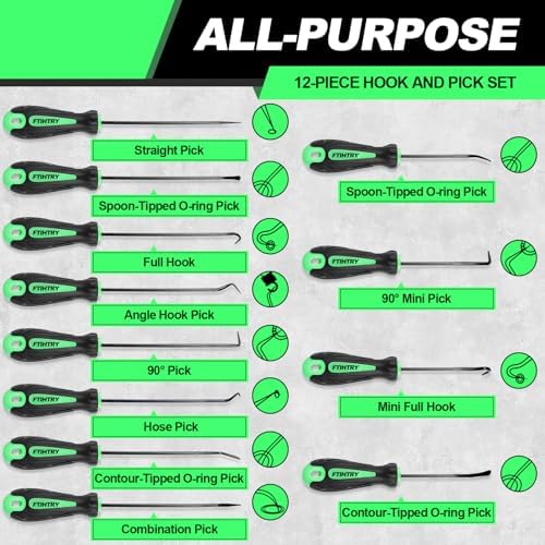 12-Piece Pick and Hook Tools Set, Pick Tool Set Car Auto Oil Seal/O-Ring Seal Gasket Pick Hooks Puller Remove, Long and Mini Pick Tool Set