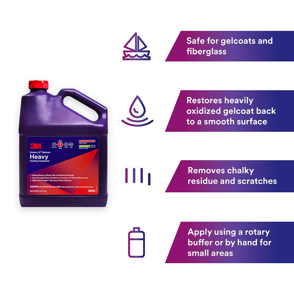 3M Perfect-It Gelcoat Heavy Cutting Compound, 36103 - 1 gal.