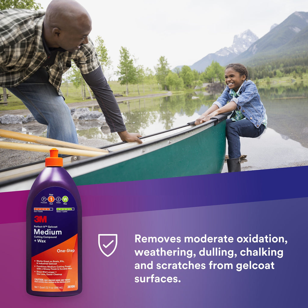 3M Perfect-It Gelcoat Medium Cutting Compound + Wax, 36106 - 32 oz.