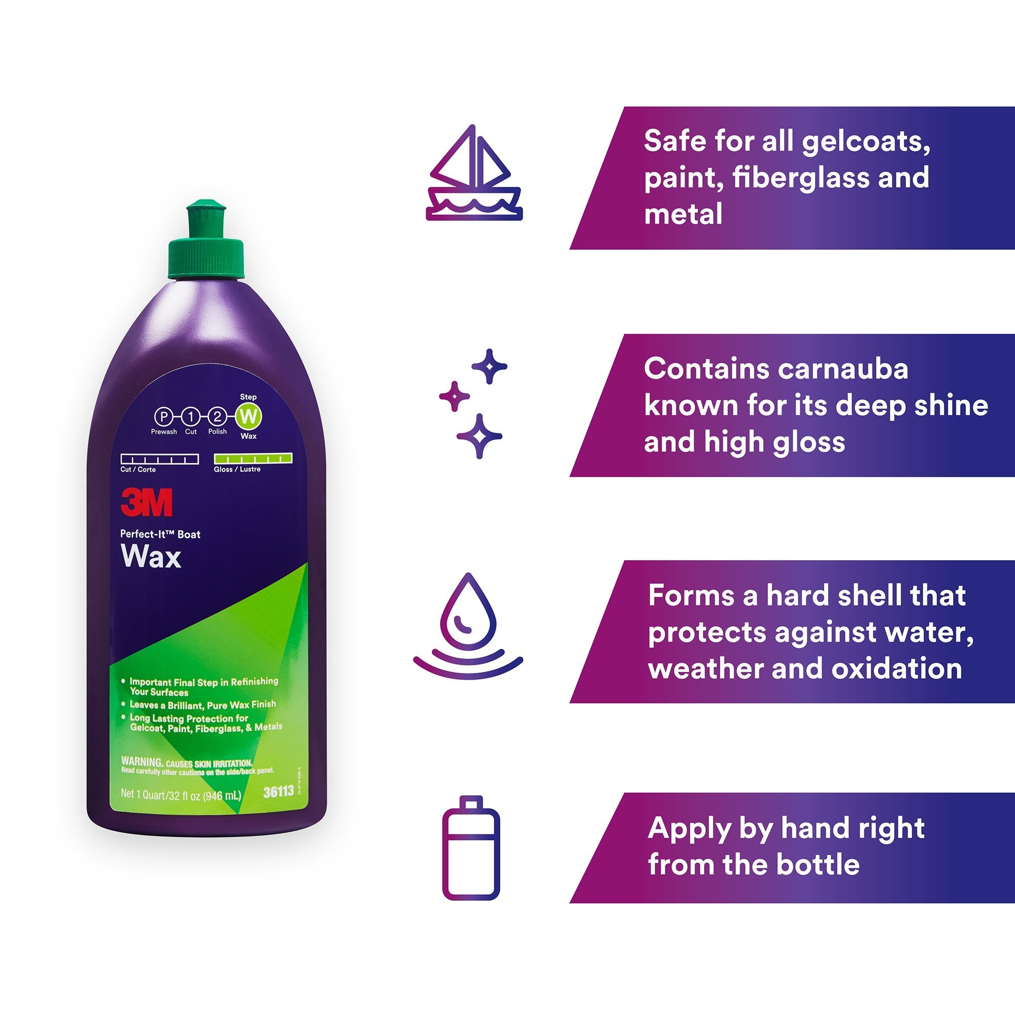 3M Perfect-It Boat Wax, 36113 - 32 oz.