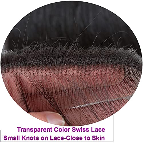 13 x 4 Lace Frontal Closure Body Wave Frontal 13 x 4 HD Transparent Lace Frontals With Bangs Baby Hair 100% Remy Human Hair 150% Density Natural Color(10 Inch)