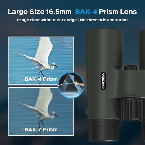 10x42 Binoculars - HD Optical System, Fully Multi-Coated Lens and BAK4 Prism, IPX7 Nitrogen-Filled Waterproof, Fogproof, Shockproof, Rubber Armoring, Tripod Adaptable, with Carrying Bag