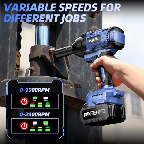 1200 N.m Cordless Impact Wrench 1/2 Inch, 900 Ft-lbs High Torque Brushless Power Impact Gun, 2x5000 mAh Battery, Fast Charge & 6 Sockets, Electric Heavy Duty Impact Driver for Home Car Tires Truck