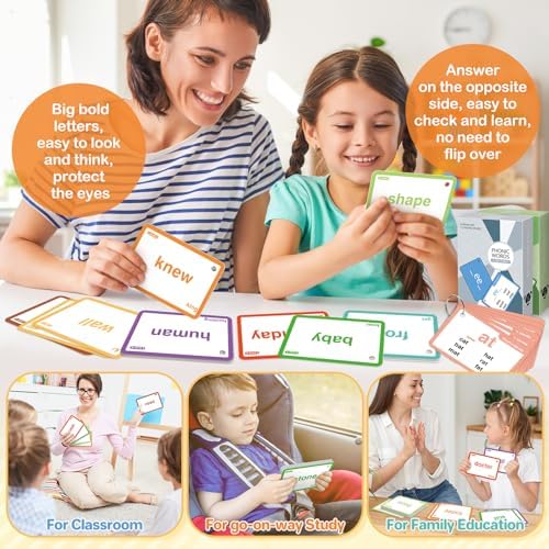 1012 Sight Words/Phonics Flash Cards, Dolch & Fry High Frequency Site Words, Learn to Read CVC Blends,Short/Long Vowel Sounds, Flash Cards Games for PreK Kindergarten 1 2 3 4 5 6 Grade,Kids 4-13 Years