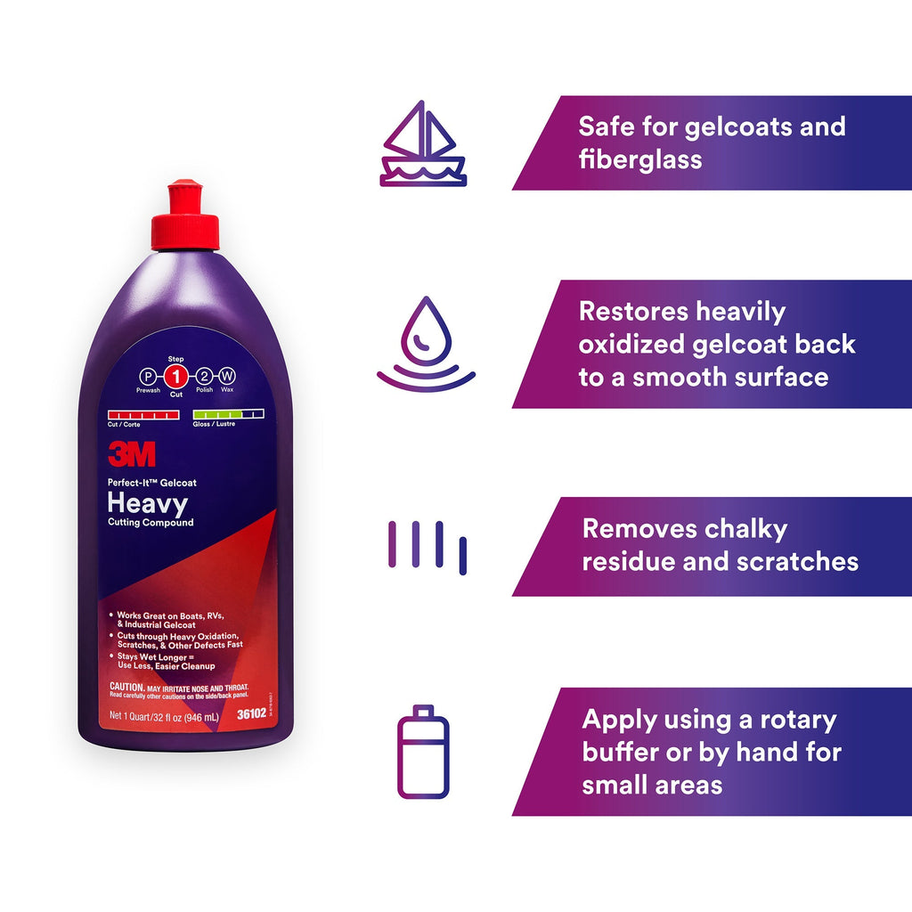3M Perfect-It Gelcoat Heavy Cutting Compound, 36102 - 32 oz.