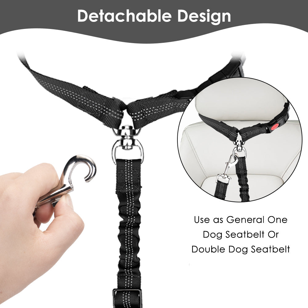 Removable Double Dog Seat Belt - Black
